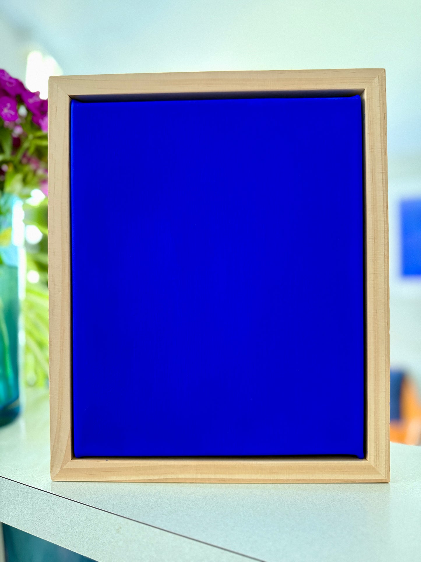 Blue Portal Framed Painting Ultra Matte Klein Blue On Stretched Cotton Canvas