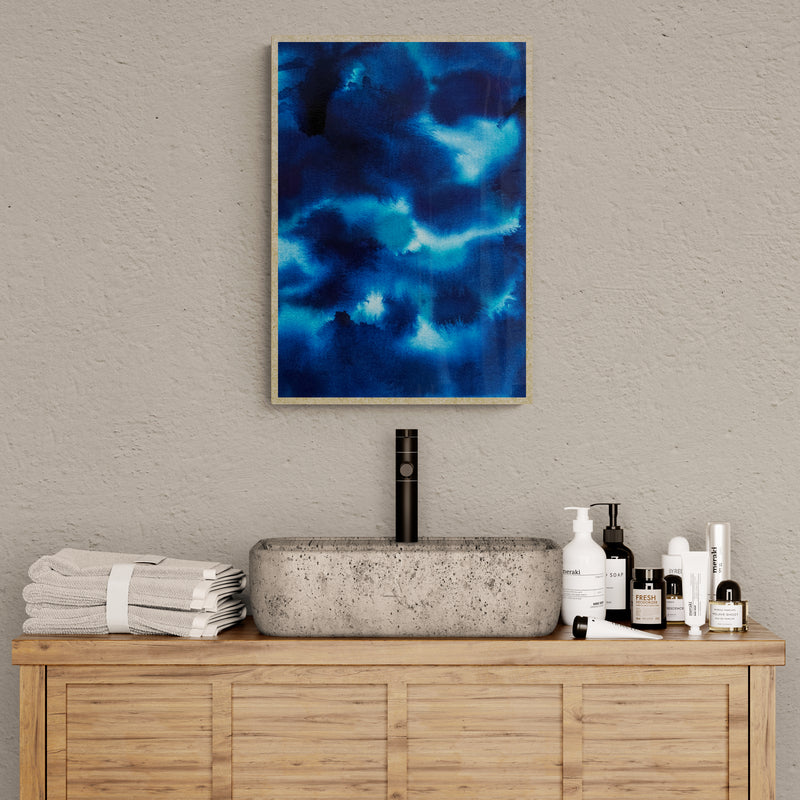 Blue Ocean Of Sky Acrylic Ink Painting Digital Print Printed On Museum-Quality Matte Paper Poster