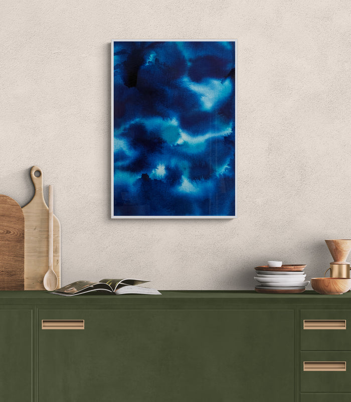 Blue Ocean Of Sky Acrylic Ink Painting Digital Print Printed On Museum-Quality Matte Paper Poster