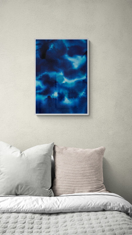 Blue Ocean Of Sky Acrylic Ink Painting Digital Print Printed On Museum-Quality Matte Paper Poster