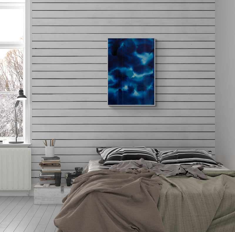 Blue Ocean Of Sky Acrylic Ink Painting Digital Print Printed On Museum-Quality Matte Paper Poster