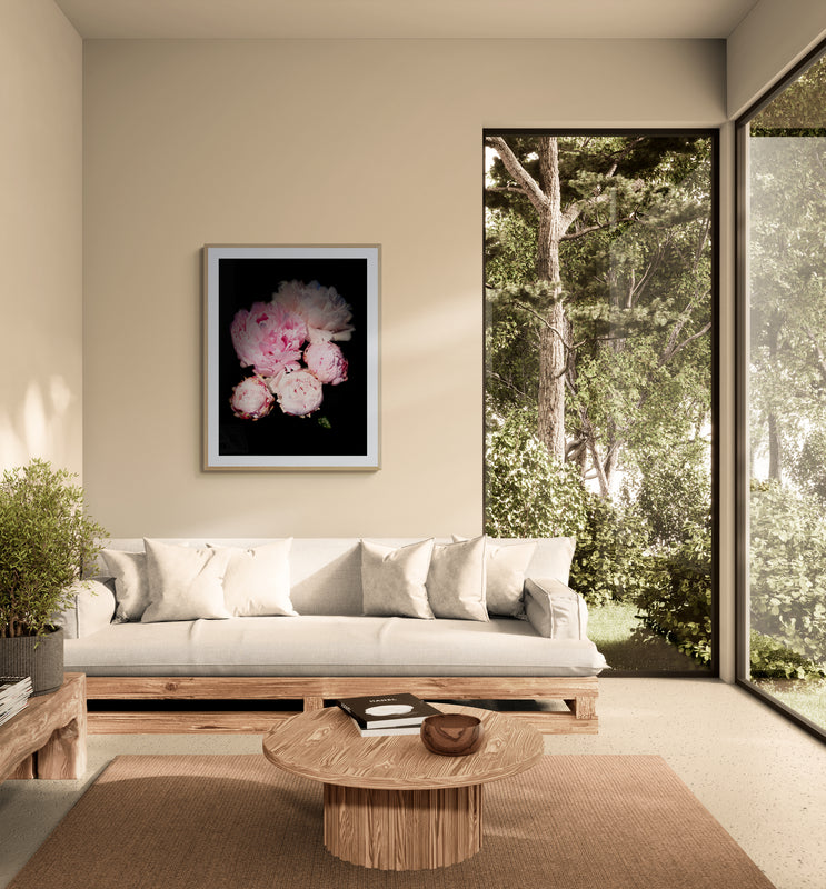 Peony Bunch Botanical Poster Print With White Border, Contemporary Wall Art, Printed on Premium Semi-Glossy Paper