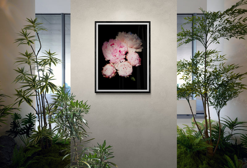 Peony Bunch Botanical Poster Print With White Border, Contemporary Wall Art, Printed on Premium Semi-Glossy Paper