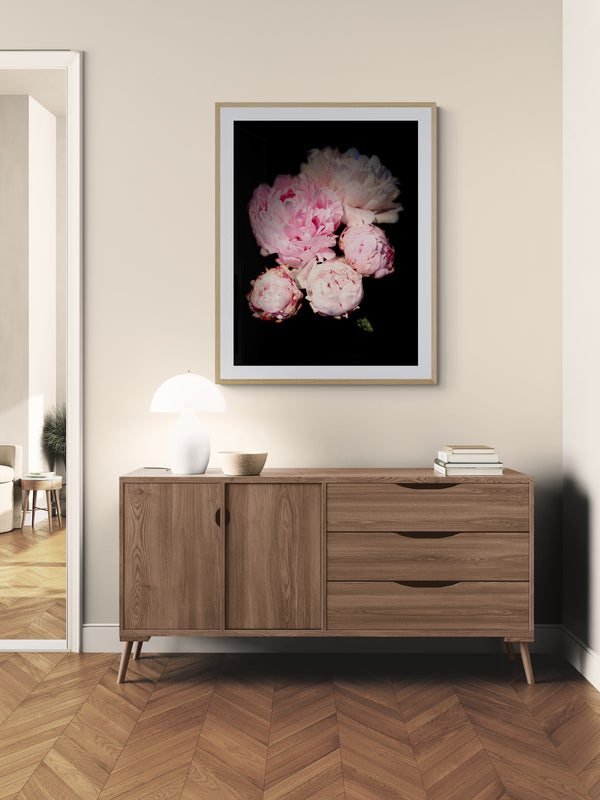 Peony Bunch Botanical Poster Print With White Border, Contemporary Wall Art, Printed on Premium Semi-Glossy Paper