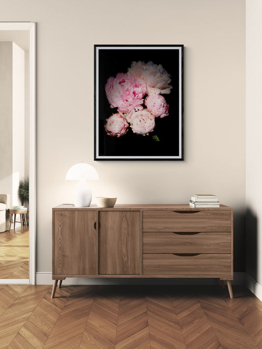 Peony Bunch Botanical Poster Print With White Border, Contemporary Wall Art, Printed on Premium Semi-Glossy Paper