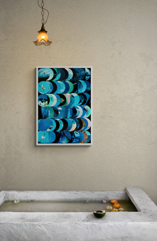 Blue Collage Digital Print Printed On Museum-Quality Matte Paper Poster