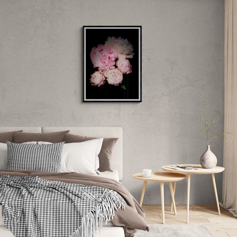 Peony Bunch Botanical Poster Print With White Border, Contemporary Wall Art, Printed on Premium Semi-Glossy Paper